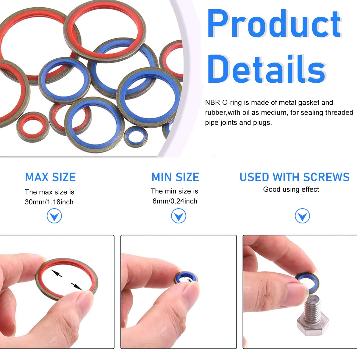 Serplex 245Pcs Sealing Washer Assorted 12 Sizes O Rings with Storage Box, O Ring Washer Gaskets Metric Rubber Rings Replacement O Rings for Automotive Plumbing Faucet Repair
