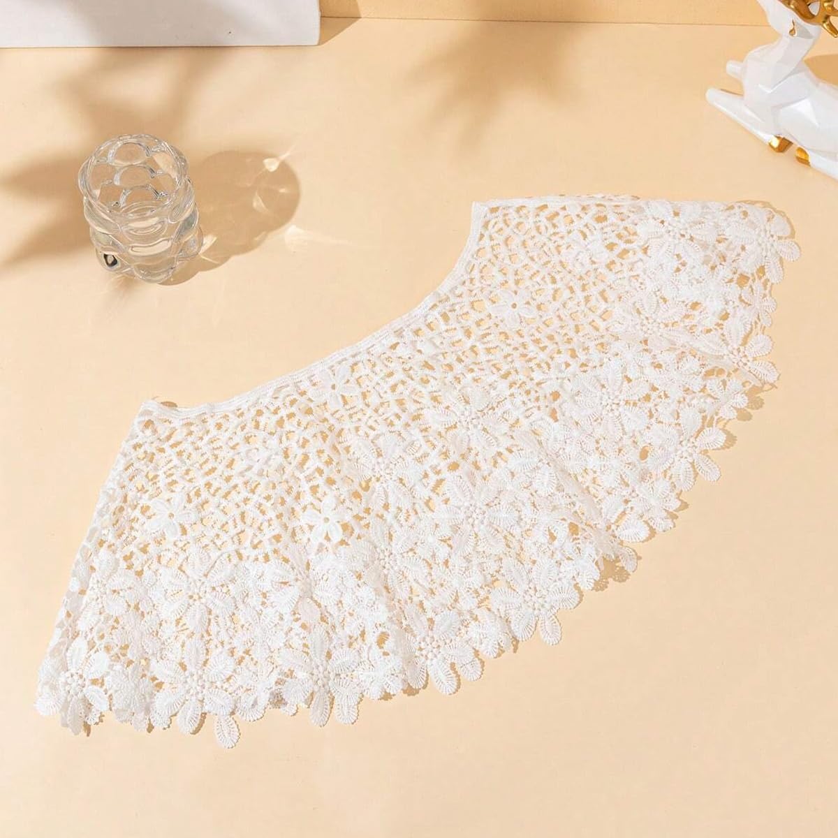 PALAY Knitted Shawl Crocheting Floral Hollow Out Pattern Shawl Cover Up Beach Wear Cover Up Top Knitted Loose Top Pullover Shawl for Off-shoulder, Beachwear, Gown, Strapless