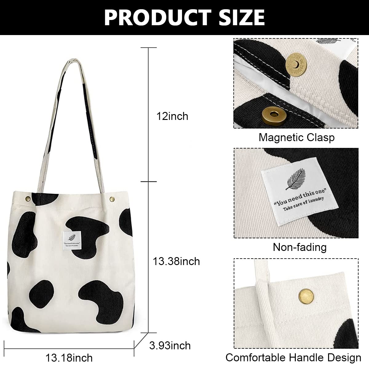 PALAY Tote Bags For Women Bag Corduroy Large Capacity Reusable Shopping Bag Washable Shoulder Bags HandBags for School Work Shopping Travel Daily Use Grocery