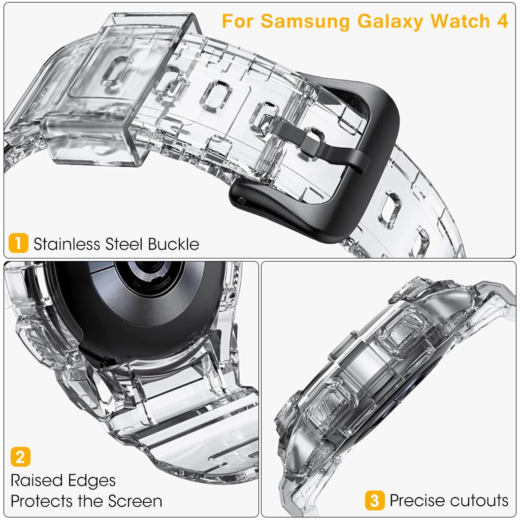 ZORBES Watch Band TPU Smart Watch Strap for Samsung Galaxy Watch 4 40mm Adjustable Size Wristband Fashion Clear Watch Bands for Samsung Galaxy Watch 4