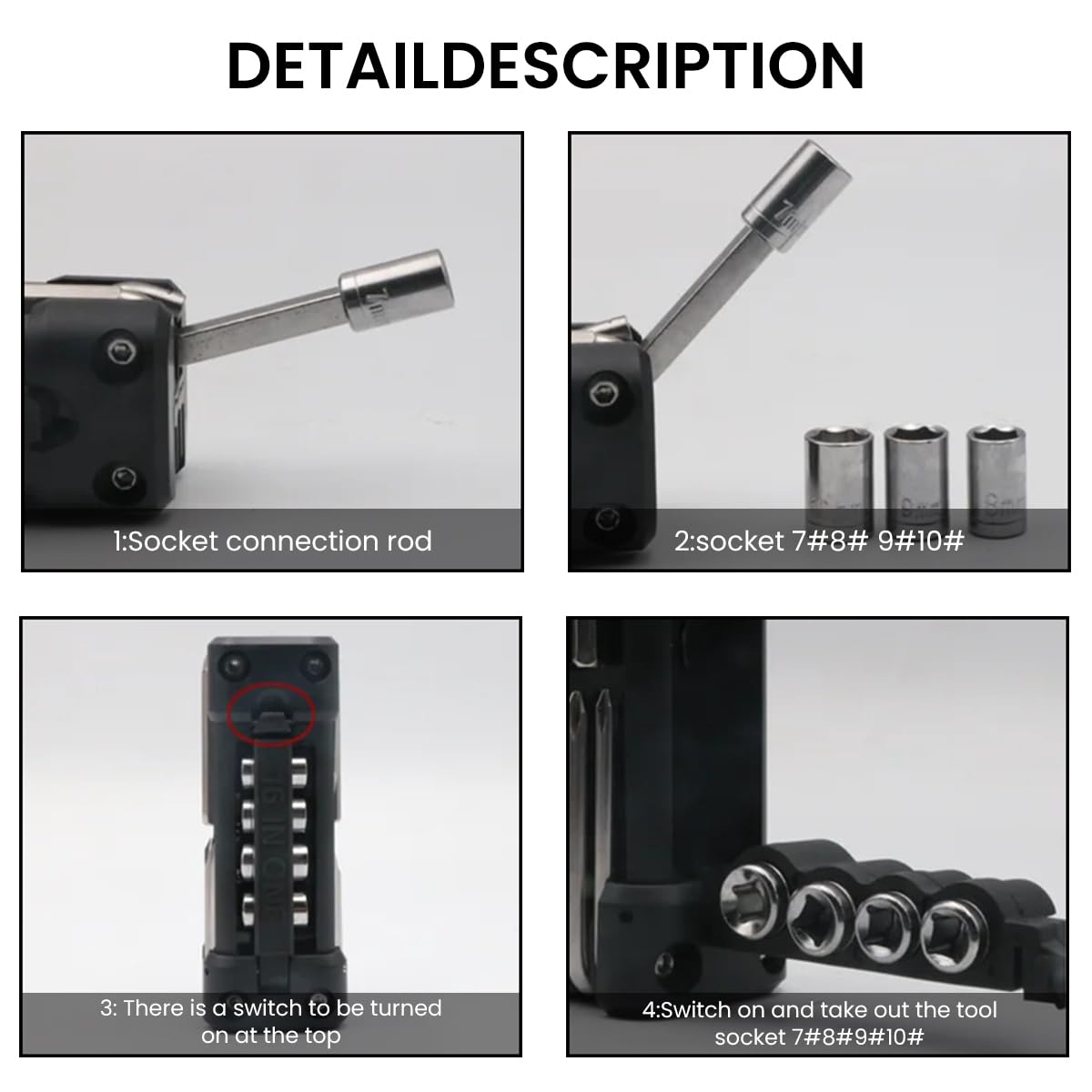 STHIRA Multi Tool Folding Multifunctional Tool Portable Multi Hex Key Tool Drill Tool Mini Wrench Bicycle Repairing Tool Outdoor Gadget Multipurpose Gadget Gift for Man