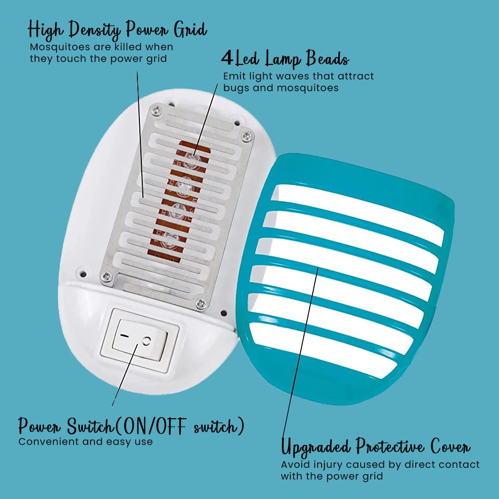 HASTHIP 4pcs UV Mosquito Killer Lamp, Wall Outlet Plug and Play with Switch Indoor Mosquito Zapper for All Common Flies, Electronic Mosquito Killer for Bedroom, Kitchen