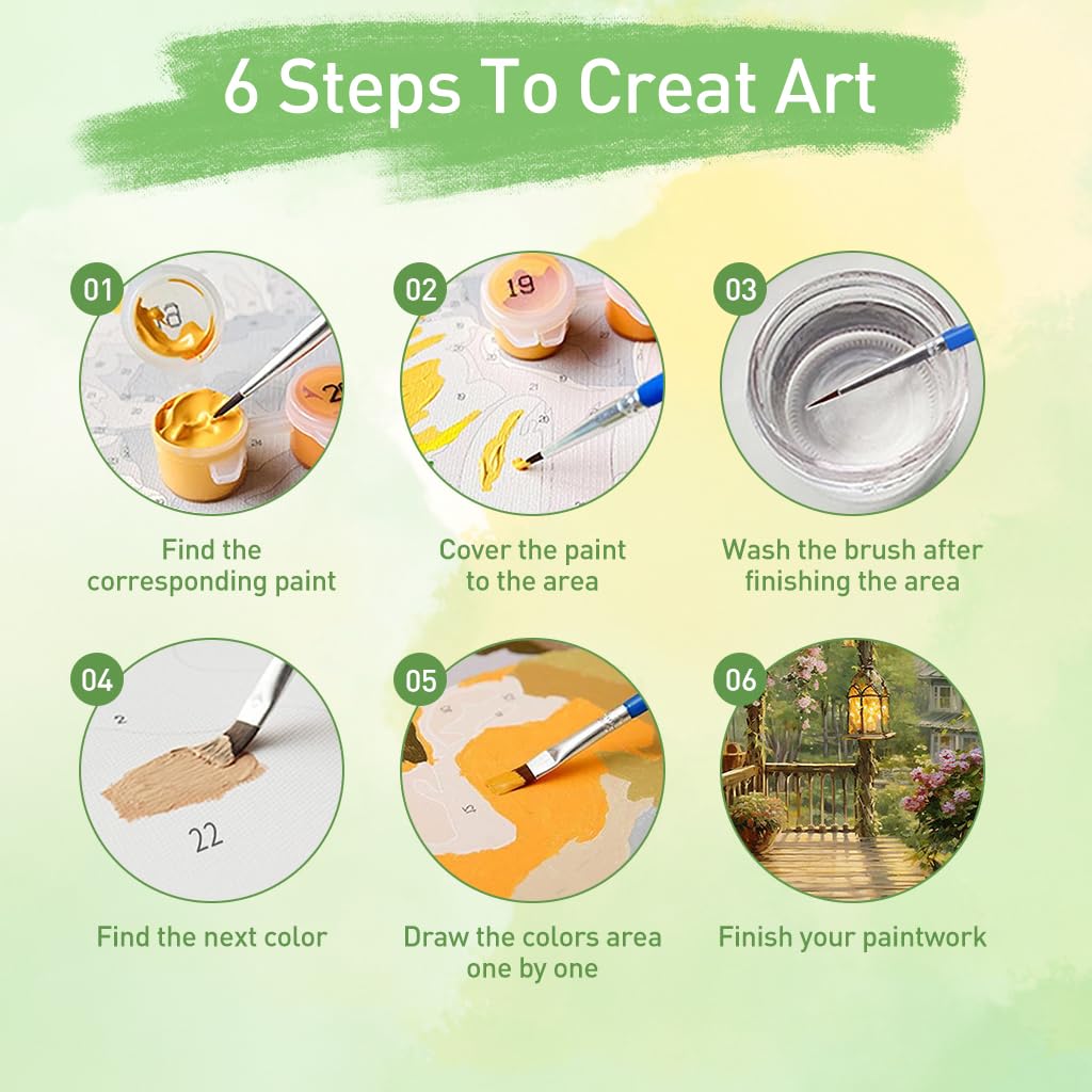 HASTHIP DIY Paint by Numbers Kit Countryside Hallway DIY Oil Paint Paint by Numbers Canvas Oil Paint Wall Decoration DIY Number Painting Natural Scenery Oil Paint Home Decoration, 40 x 50 cm