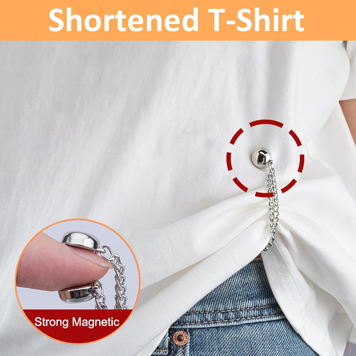 HASTHIP 4Pcs Magnetic Clothing Clip, Metal Pinless Brooch Clothes Hijab Magnets Chain, Magnetic Cuff Holder, Multi-Purpose Pant Buttons Clips for Shirts, Blazer, Trousers (4 Colors)