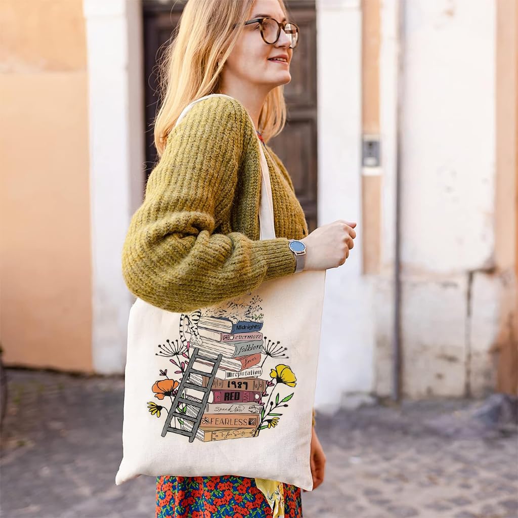 PALAY Taylor Tote Bag with Zipper Inner Pocket Singer Album Inspired Fans Gifts Music Lovers Reusable Canvas Bags