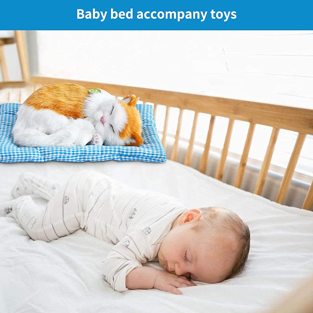 PATPAT Sleeping Cat Toy, Car Soft Toys, Cat Plushie, Stuffed Toys Cute Simulation Doll Collection Stuffed Puppy Animals Toy with Mat, Purify The Air, Kid Toy for Vehicle(25*20cm)
