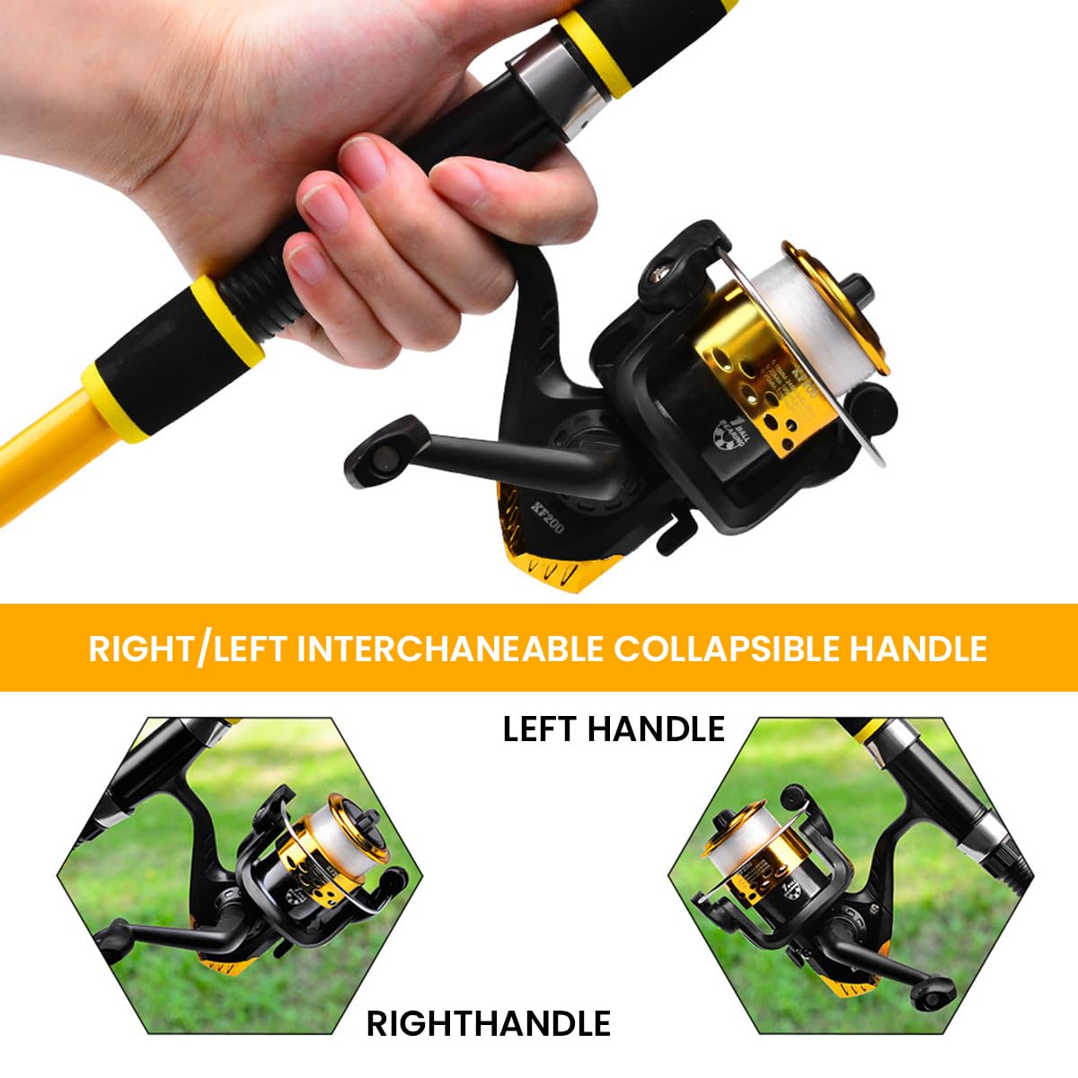 Proberos 1.8M Portable Fishing Rod with Reel Carbon Fiber Telescopic Spinning Fishing Rod Bait Kit Lifelike Artificial Hooks Fishing Lures, Baits for Bass Pike Trout Salmon, Starter Fishing Rod Pack