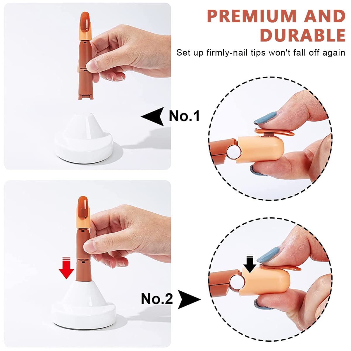 MAYCREATE Nail Art Practice Fake Finger Model for Acrylic Nails Includes 3 Action Finger Models, 1 Finger Model Base, Pack of Fake Finger Nails, Plastic Training Fingers Model for Nail Art Beginners
