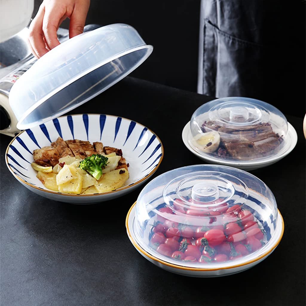 HASTHIP 2Pack Plastic Microwave Lid with Easy-Grip Handle, Microwave Splatter Cover for Food, Food Grade PP Lid for Refrigerator, Heating Food, Dessert Serving, Camping (Diameter 7.87'' &9'')
