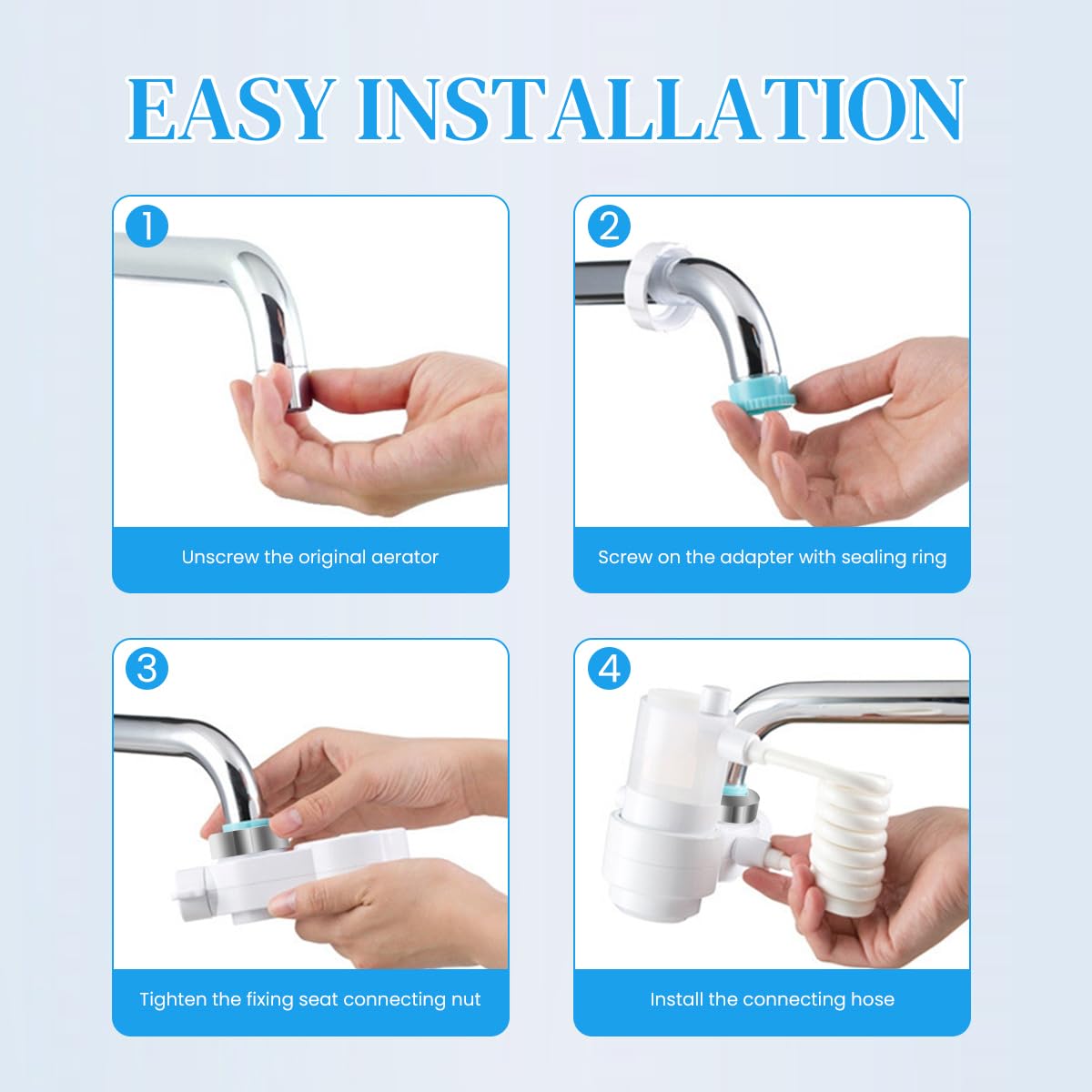 HASTHIP Kitchen Sink Faucet with Refillable Soap Dispenser 360 ° Fleixble Separate Sprayer Design Auto Soap Mixing Design with One Button to Switch, Universal Kitchen Sink Faucet Extender