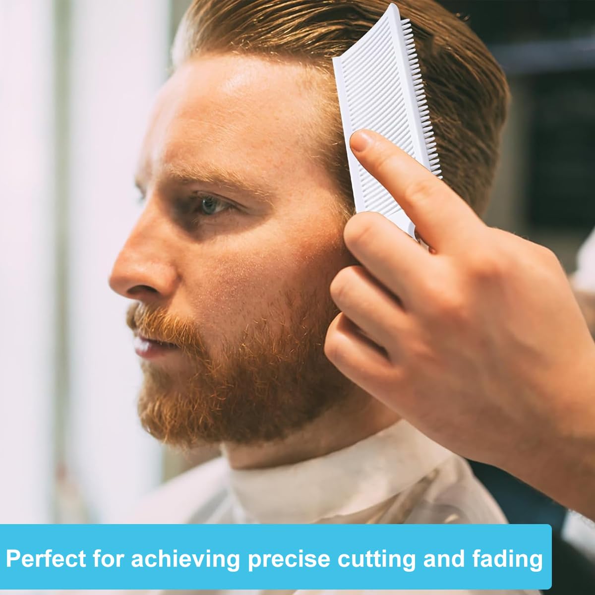 MAYCREATE Barber Fade Comb for Men, Barber Clipper Fading Comb, Professional Hair Cutting Haircut Comb, Heat Resistant Flat Top Salon Styling Tools - White