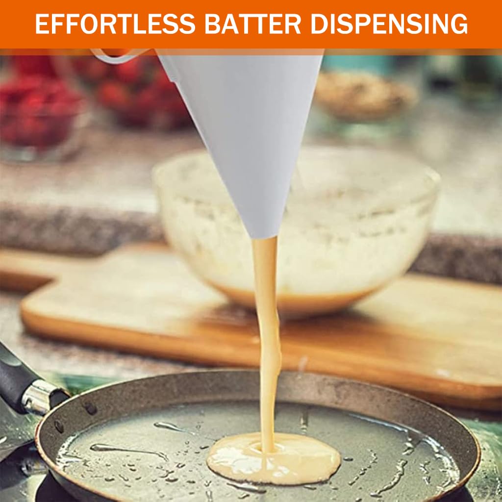 HASTHIP Batter Dispenser Kitchen Funnel Dispenser for Batter Slurry Easy Control Funnel-shape Dispenser for Batter, Melt Chocolate, Kitchen Batter Dispenser for Waffles, Doughnuts, Takoyaki Balls