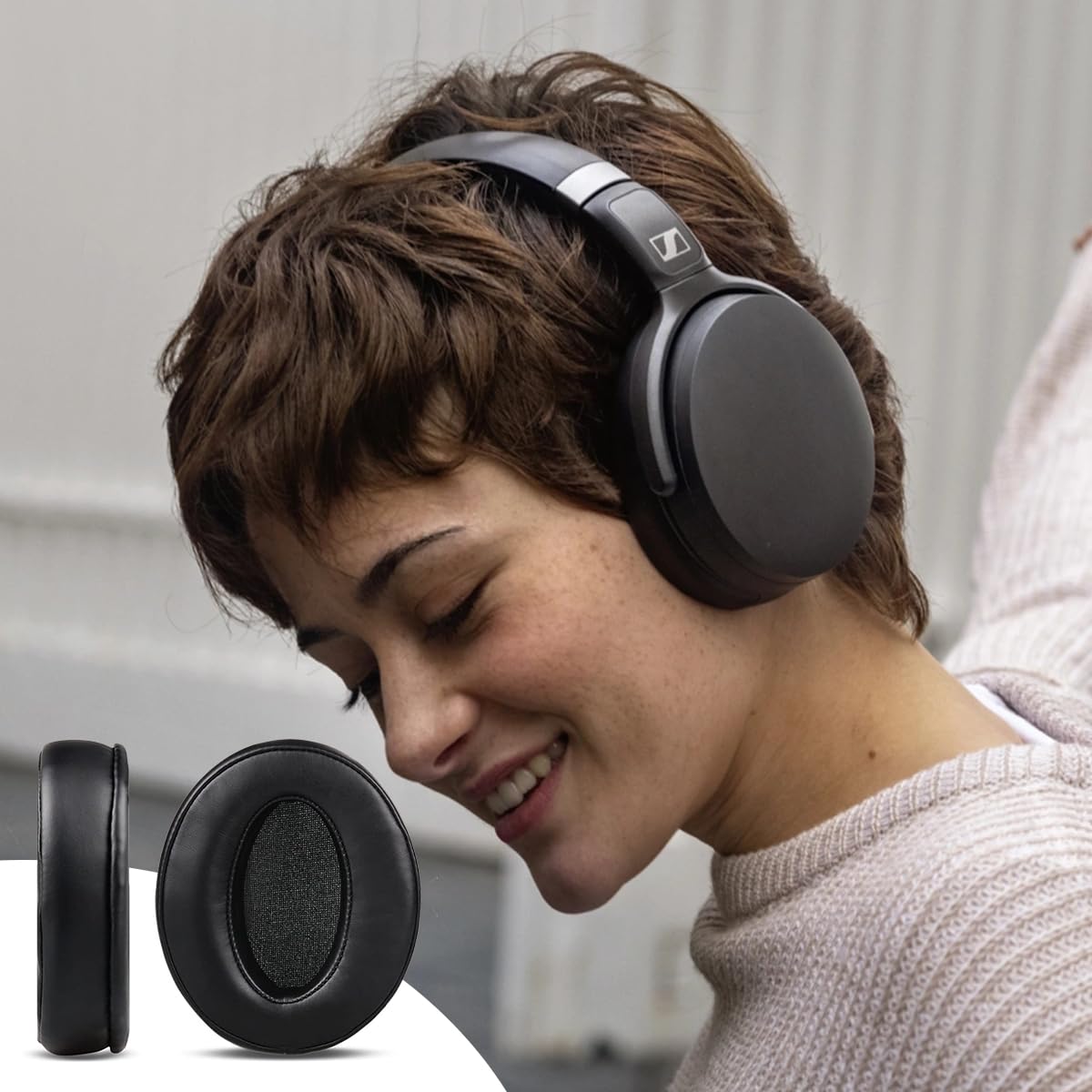 ZORBES Replacement Earpads for Sennheiser HD450BT, HD4.50BTNC, HD4.40BT Bluetooth Headphones Noise Reduction PU Soft Earpads Replacement, One Pair