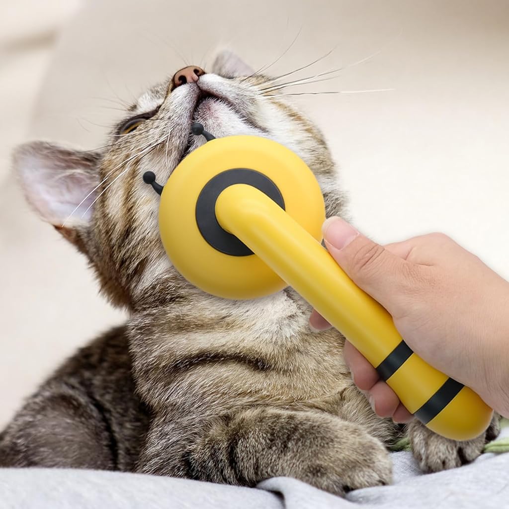Qpets Grooming Brush for Dogs and Cats Slicker Hair Brush Honey Bee Design Remove Mat Shedding Brush for Cats & Dogs Gently Massage Hair Comb for Dogs Pet Grooming Comb for Dog
