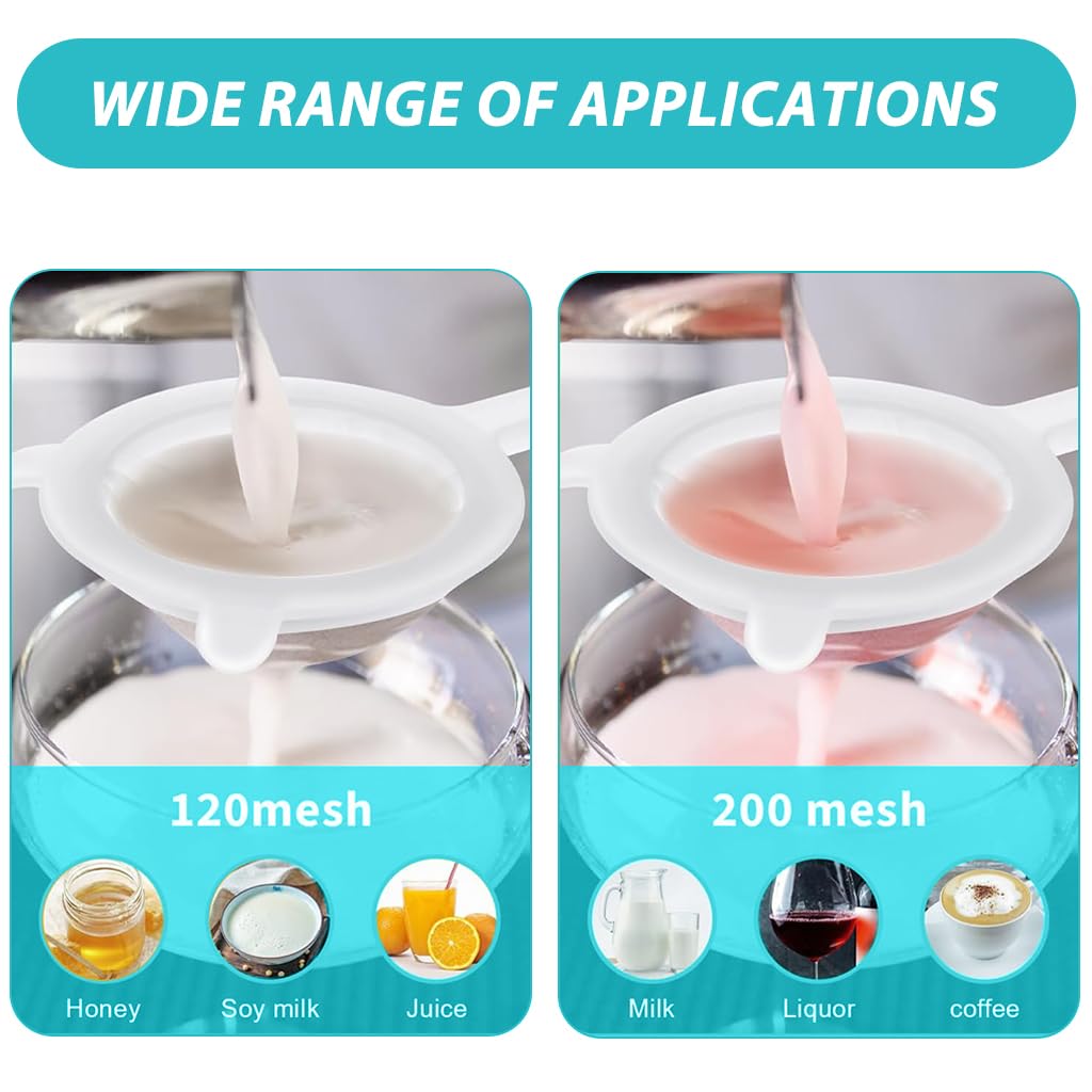 Supvox 2pcs Fine Mesh Strainer, 5.1 inches Nylon Mesh Strainer Plastic Mesh Filter Food Juice Strainer Plastic Mesh Colander with Handle Mesh Strainer for Straining Juices Soy Milk Yogurt