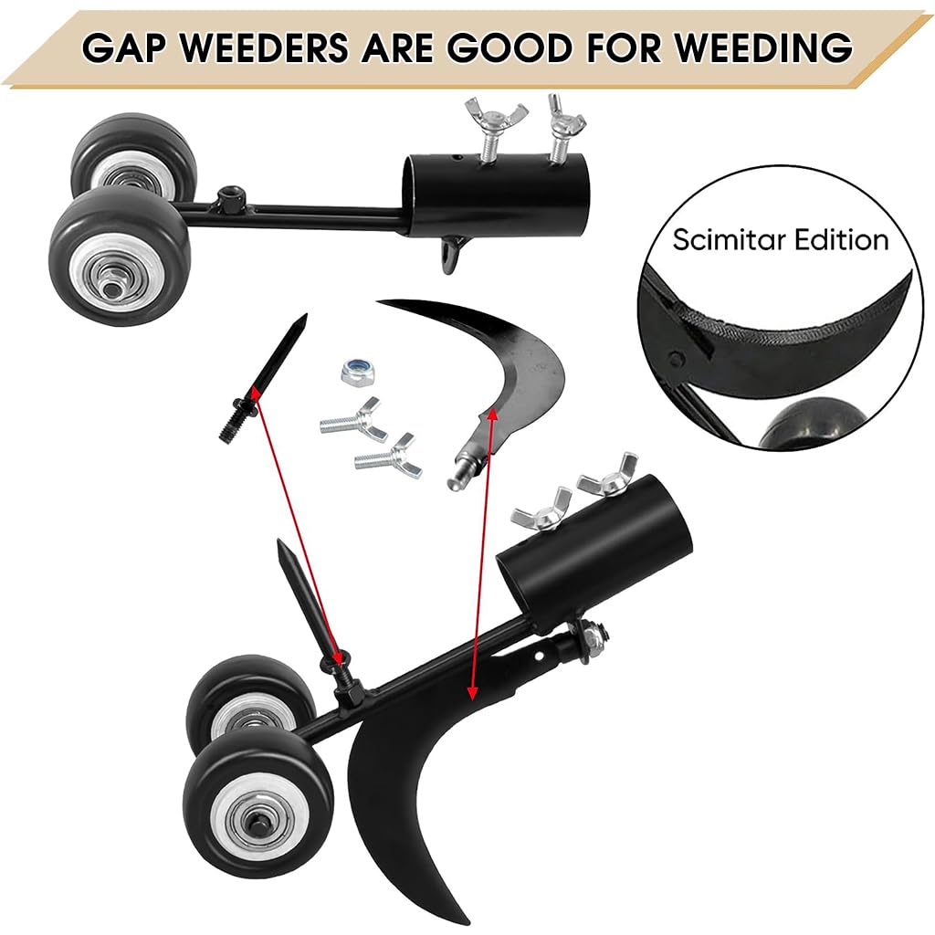 HASTHIP 2 in 1 Pull Weeder for Driveway Patio Sidewalk, Crack and Crevice, Wheeled Carbon Steel Weeder Head, Stand Up Weeder Hand Tool Without Handle