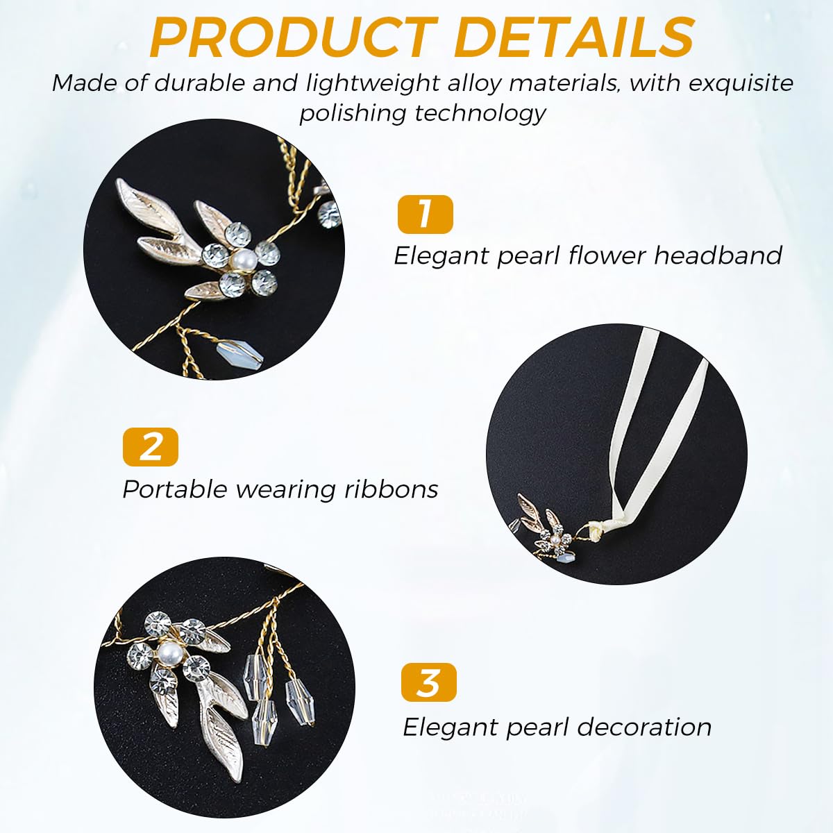 SANNIDHI Crown Hairband for Girls Pearl Flower Bridal Headband for Women Rhinestone Floral Hair Band Hair Accessories for Women Wedding Party Alloy Princess Headpiece