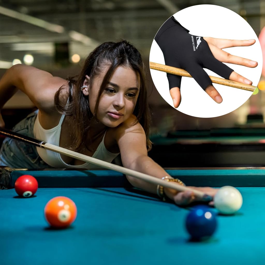 Proberos 1Pcs Snooker Pool Billiard Glove, Left Hand Billiard Glove Single Hand Professional Snooker Glove Breathable Snooker Glove Anti-slip Patch Design with Adjustable Wrist Strap