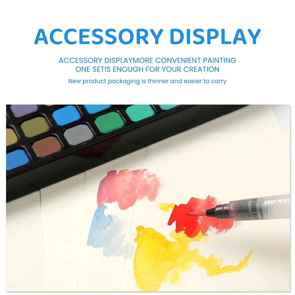 HASTHIP 24 Color Watercolor Paint Set with Brush Pen, Water-soluble Solid Pigment Paint Set, Metal Box Watercolor Paint Gift Set for Students Adults Beginners Artist