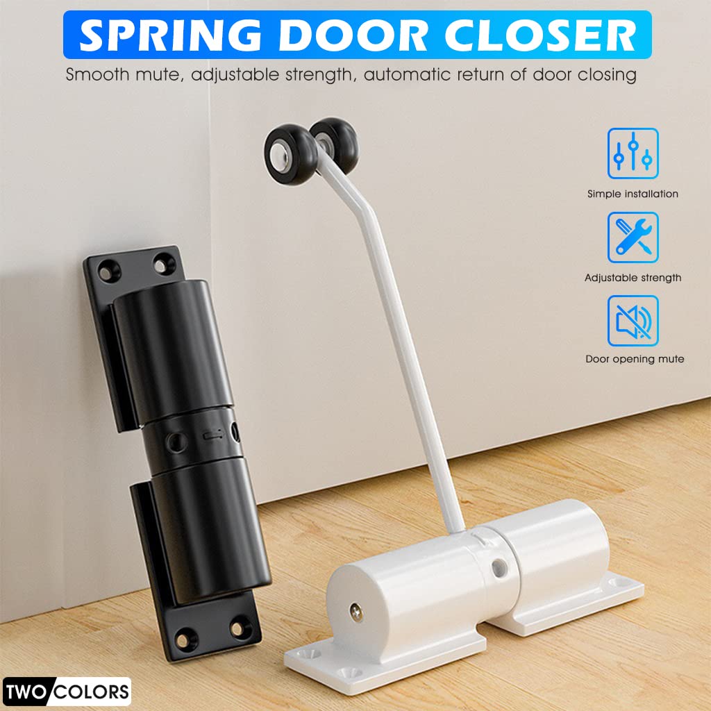 HASTHIP Door Closer, Zinc Alloy Automatic Safety Spring Door Closer, Adjustable Closing Door Hinge, Quiet Door Closer for Wooden Door, Metal Door, Security Door, Weight Up to 30 Kgs (Black)