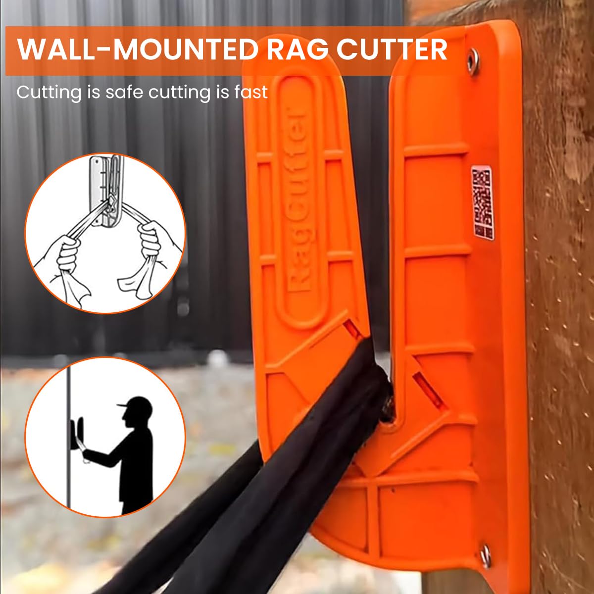 Serplex Wall-Mounted Rag Cutter Space Saving Easy Fabric Cutter for Art Crafting, Workshops, Fabric Recycling
