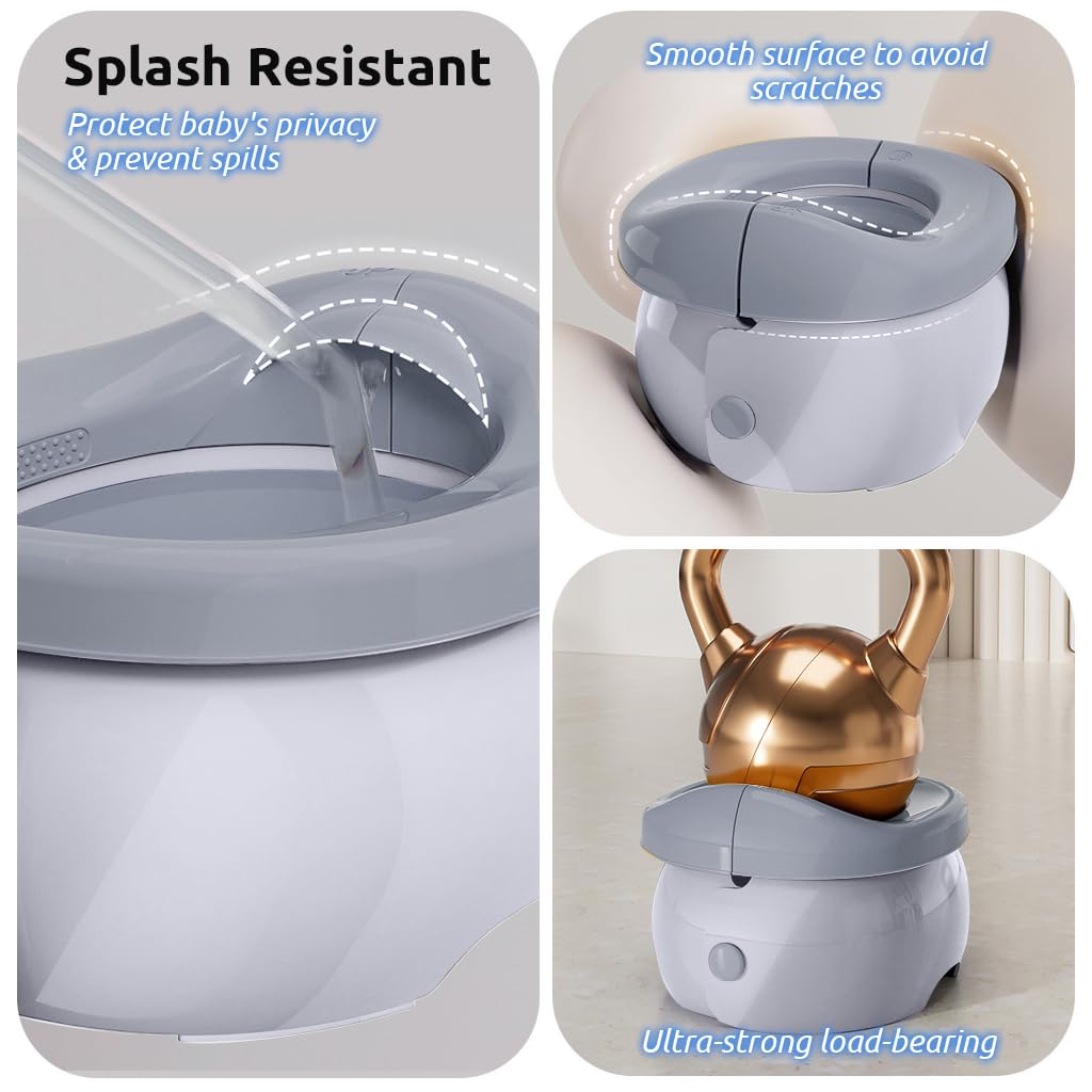 SNOWIE SOFT Potty Training Toilet Seat for Toddlers Outdoor Folding Travel Easy Toilet for Toddlers Double Layer Toilet with Removable Liner Bucket Portable Baby Toilet for 0-3 Years Toddlers