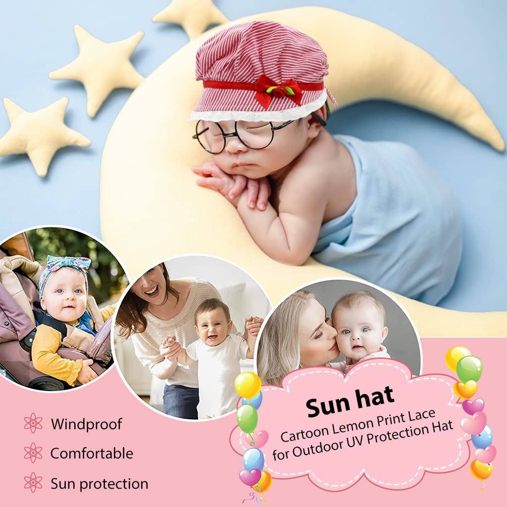 SNOWIE SOFT Baby Hats for Girls, Sun Hats for Baby Toddler Girls, Summer Hat Lovely Print Lace Edging Bucket Hat for Outdoor UV Protection Hat