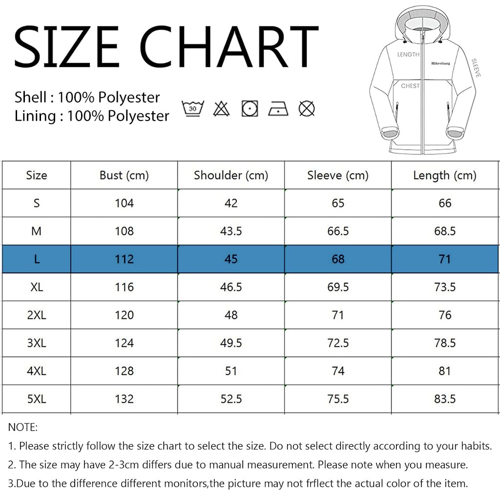 Proberos Outdoor Jacket for Men Lightweight Polyester Jacket Windproof Coat Leisure Sport Hooded Jacket Rainproof Outdoor Jacket for Hiking, Camping (Size: L)