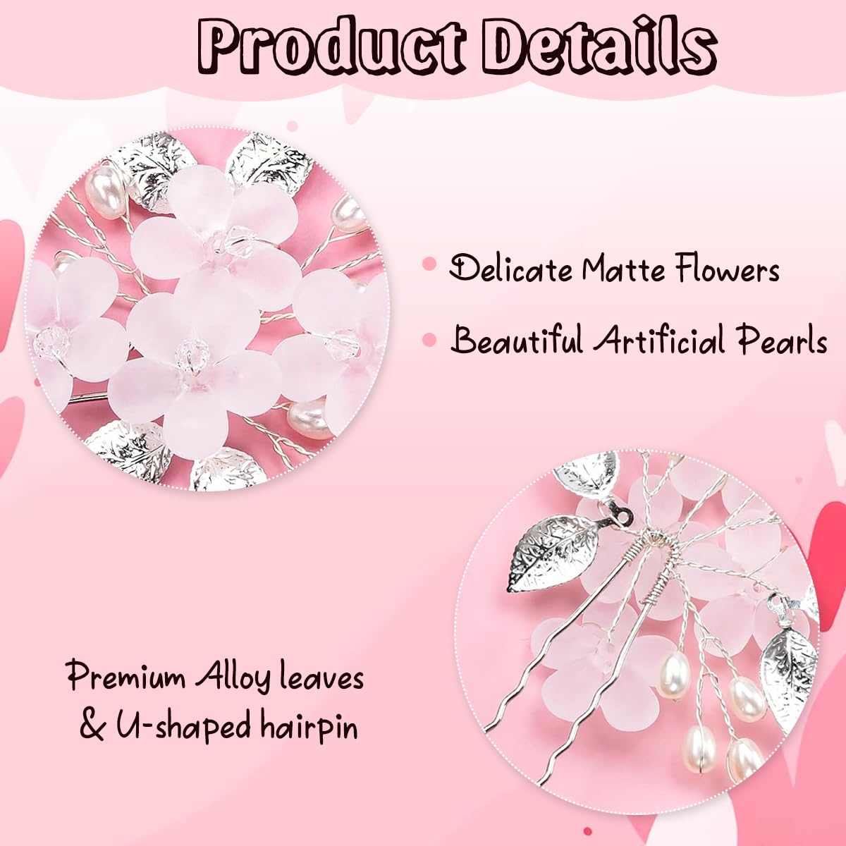 SANNIDHI 5pcs Wedding Hair Pins for Women Stylish Flower Bride Hair Accessories, Faux Pearl Bride Hair Bun Accessories for Women, Silver Leaf Bridal Hair Pins for Women Girls Bridesmaids