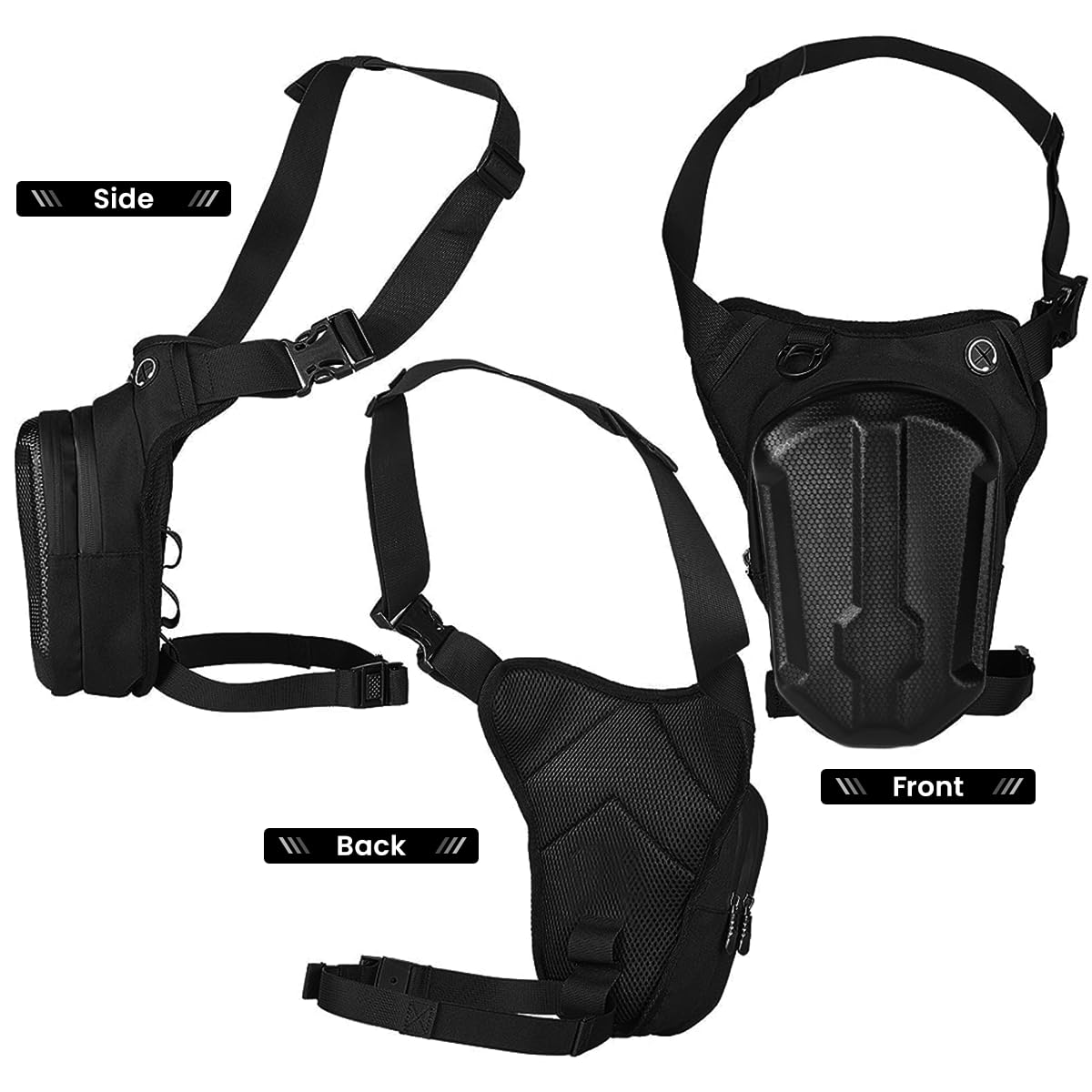 GUSTAVE Waist Bag for Men, Crossbody Bags Hard Shell, Fanny Bag Multi-Pocket Thigh Bag, Strap to Leg or Hip for Camera, Motorcycling, Outdoor, Hiking, Adventure and Travel
