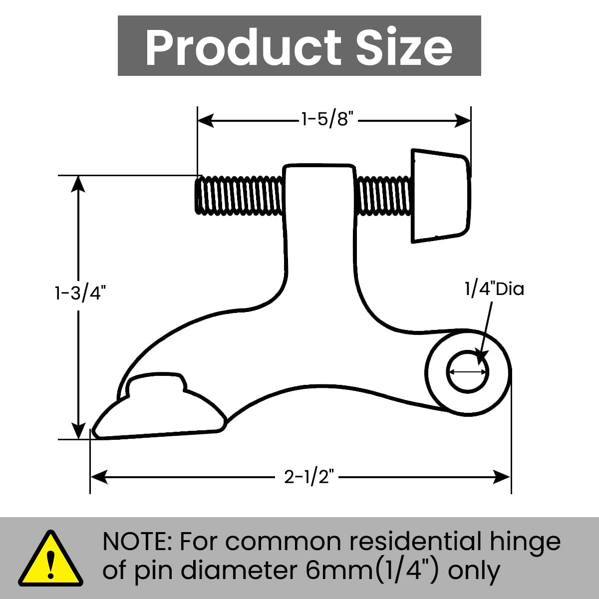 HASTHIP 2pcs Hinge Pin Door Stopper, Adjustable Heavy Duty Hinge Pin Door Stop, 2-1/2