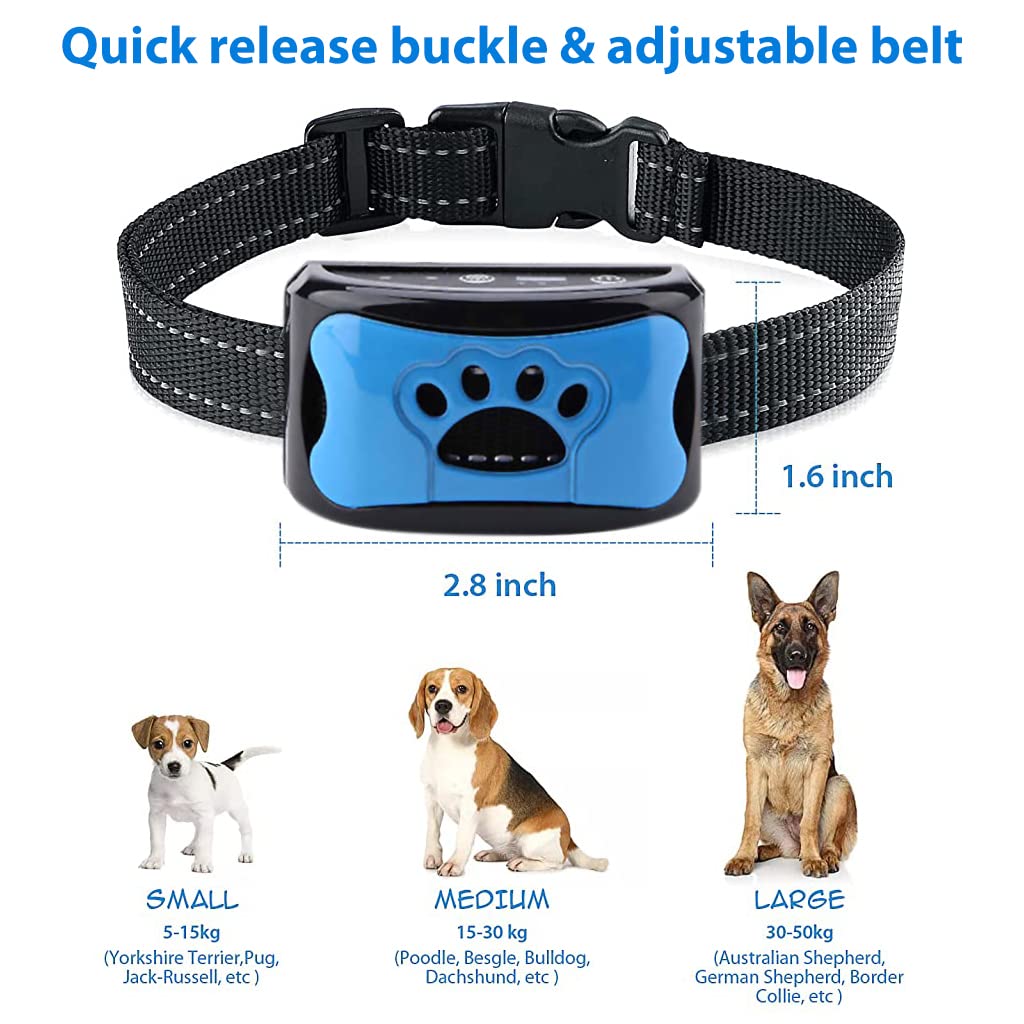Qpets Dog Training Collar Barking Control Device for Small Medium and Large Dogs No Shock Safe Dog Bark Deterrent Devices with 3 Modes & 7 Senstivity Adjutable Levels