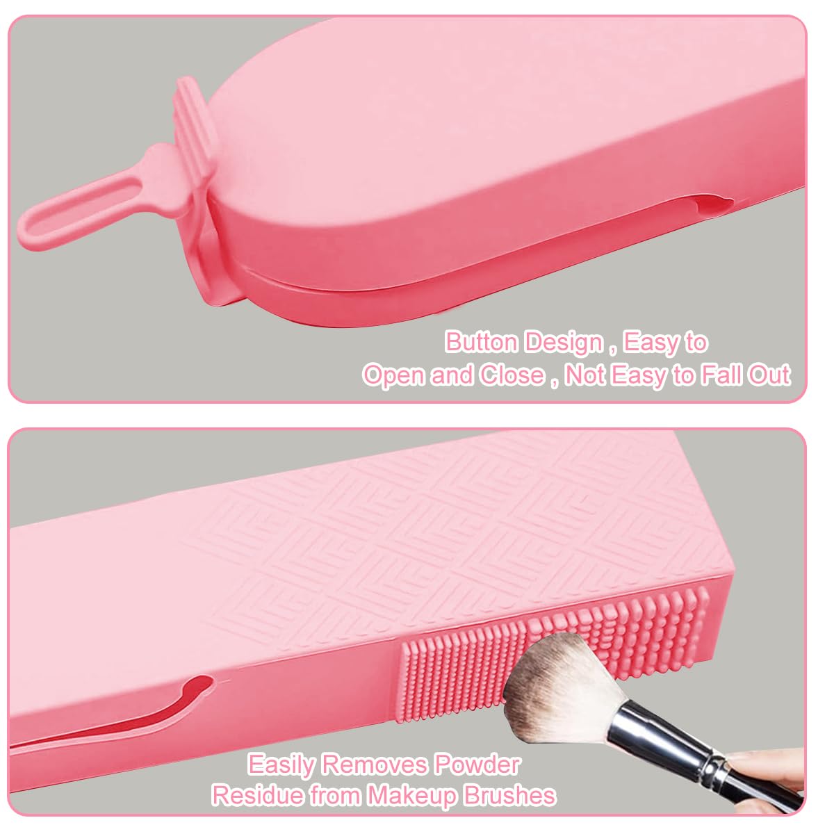 MAYCREATE Silicone Makeup Brush Holder, 2 in 1 Travel Makeup Brushes Organizer with Cleaning Bristle, Large Capacity Portable Cosmetic Brush Case for Daily, Work or Gift