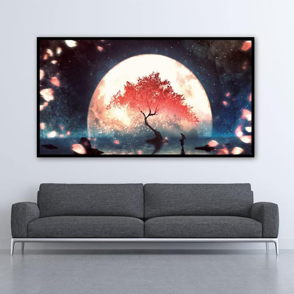 HASTHIP 5D Diamond Painting Kit, 27.5 X 15.7inch Large Size Moon Tree Diamond Painting Kits for Adults, DIY Full Drill Crystal Rhinestone Arts and Crafts, Art Diamond Painting for Home Wall Decor