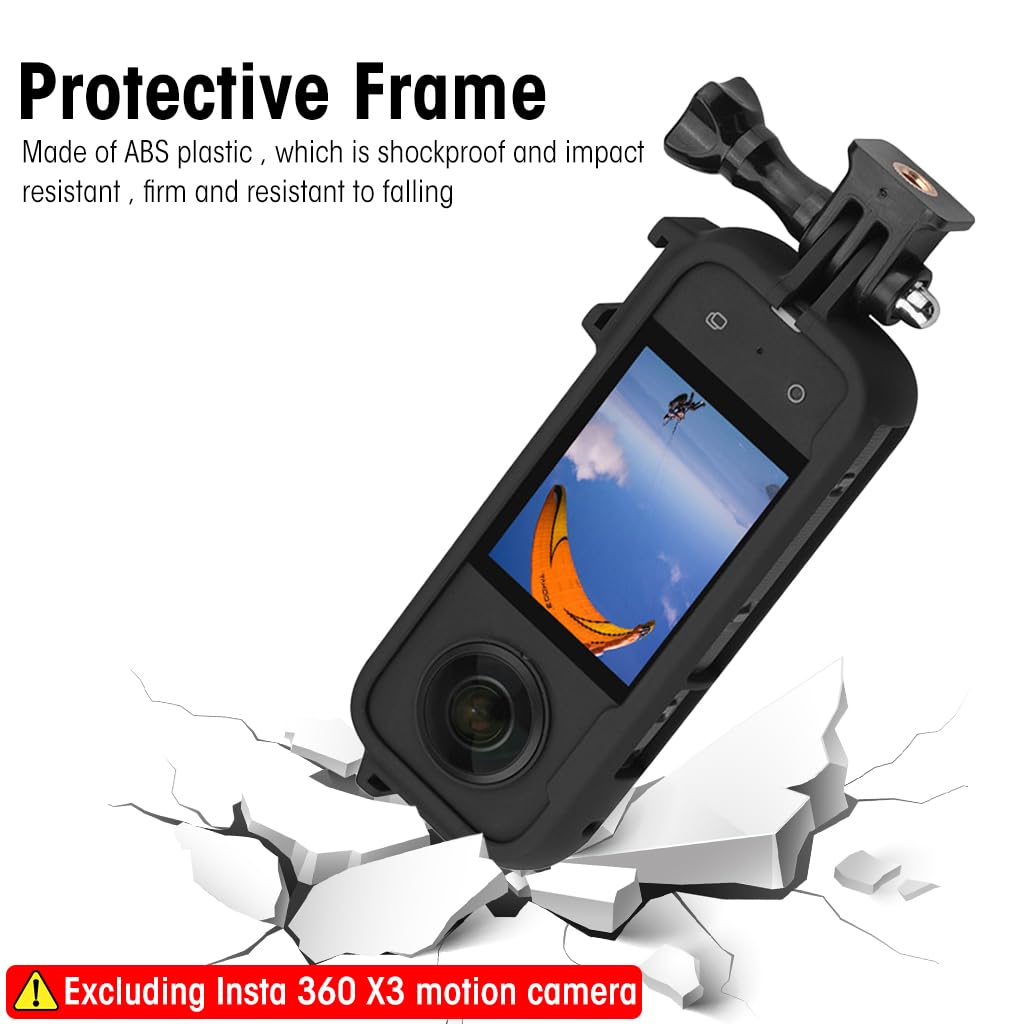 ZORBES Frame Case for Insta360 One X3 Anti-Scratch Plastic Housing for Insta360 One X3 Protective Frame Case with Cold Shoe Interface Insta360 One X3 Accessories, No Insta360 One X3