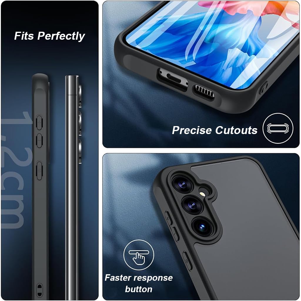 ZORBES Phone Cover for Samsung Galaxy S23 FE Fashion Slim Phone Case Support Anti-Scratch Protective Case Shockproof Matte Phone Cases for Galaxy S23 FE Black
