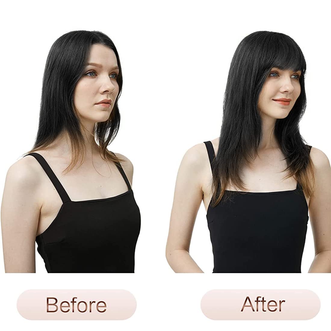 MAYCREATE Hair Extensions for Women Black Artificial Soft Hair Bang Front Hair Extension Clip Hair Fringes Hair Extensions Women & Girls - 1