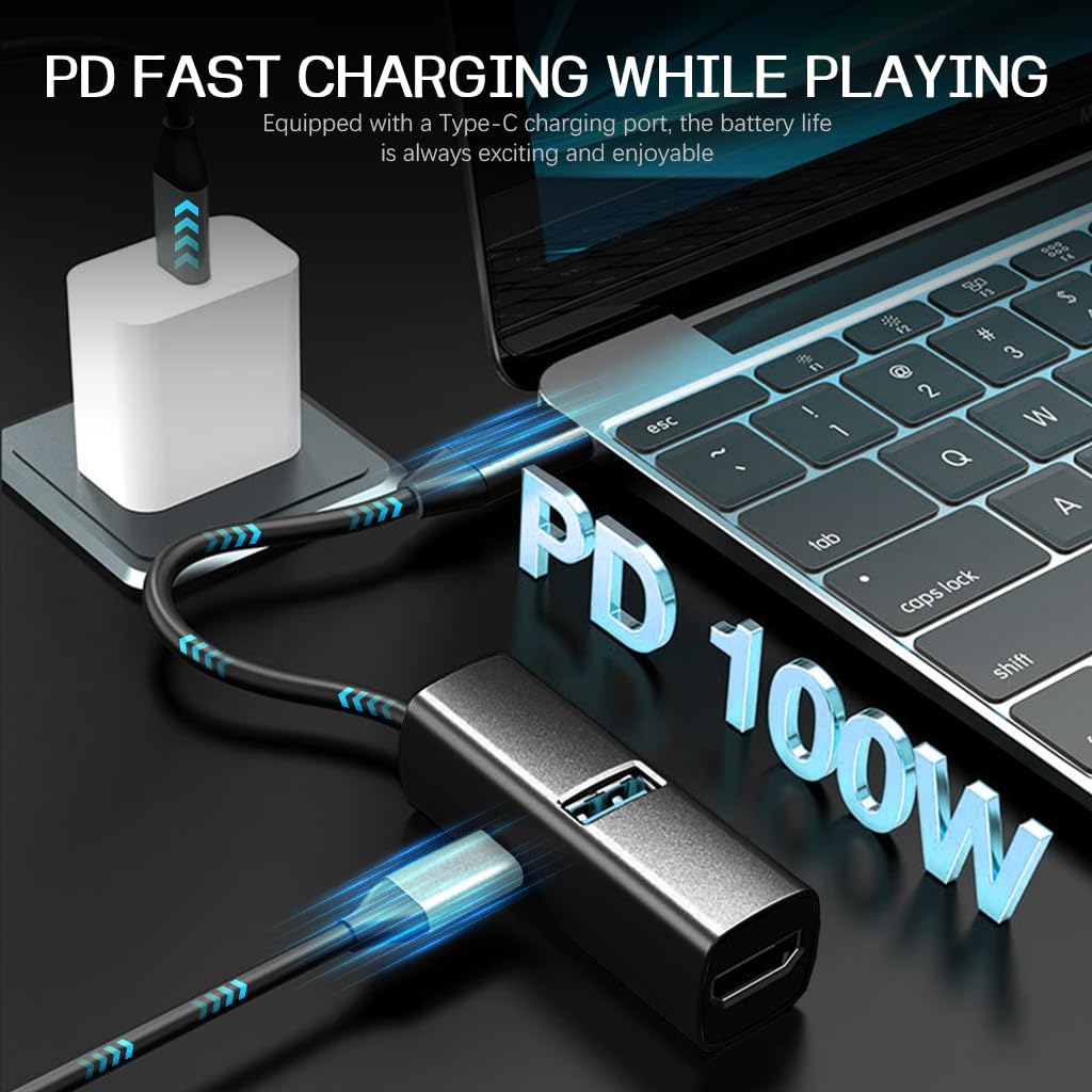Verilux USB Hub 3-in-1 Type C to HDMI Docking Station with PD100W Charging and USB3.0 Data Transfer