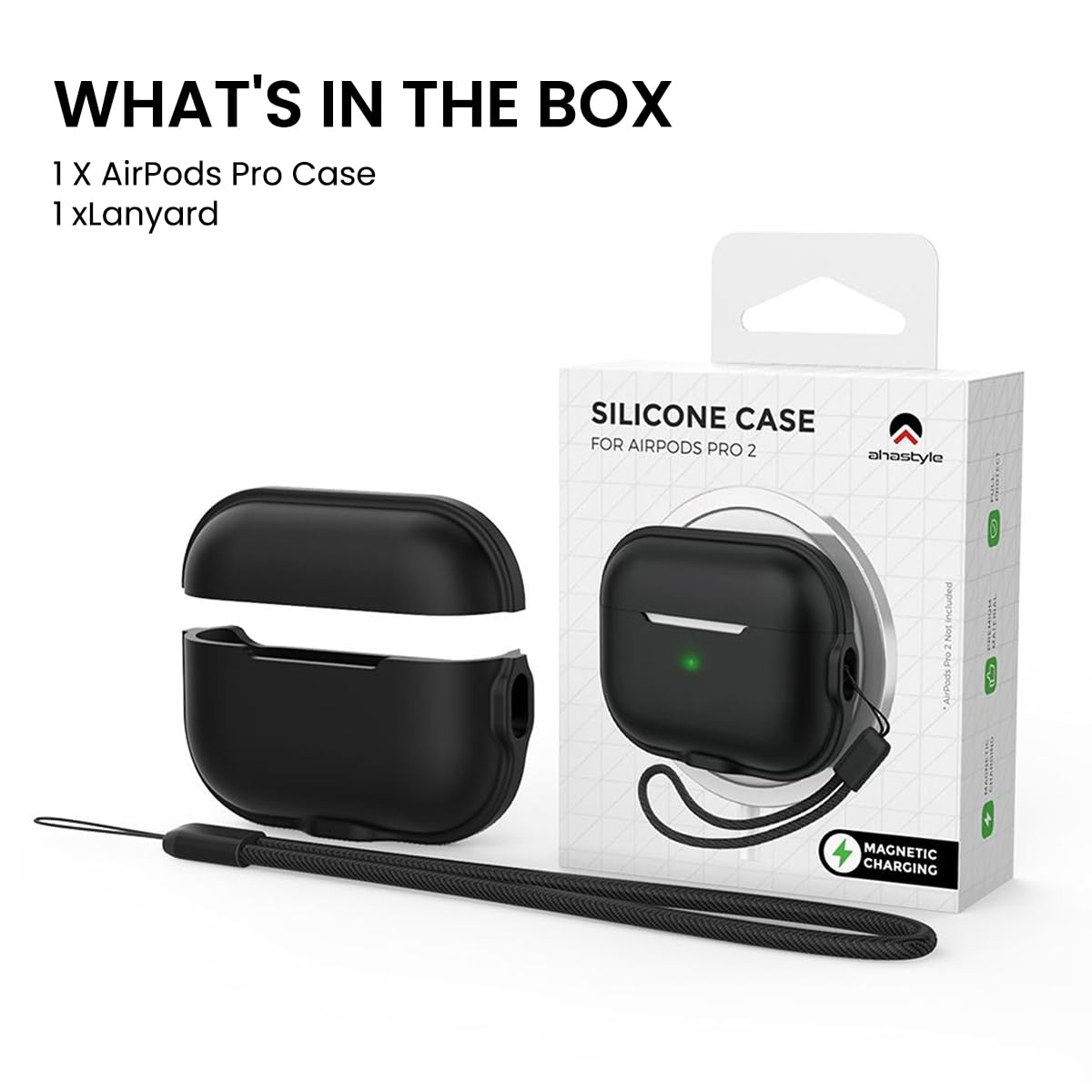 ZORBES Silicone Charging Case Cover for AirPods Pro 2 Magnetic Silicone Charging Case Cover Supports MagSafe Wireless Charger Anti-scratch Protective Silicone Case Cover for AirPods Pro 2