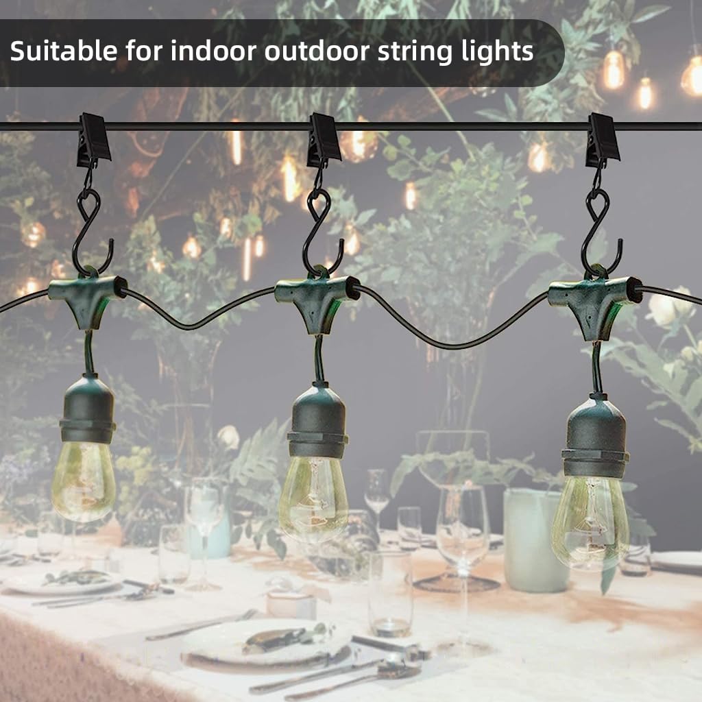 HASTHIP 20pcs S Hooks Curtain Clips, 2.4in Curtain Clips with Hooks for Hanging Party String Lights, Home and Garden Courtyards Decoration, Arts and Craft Display