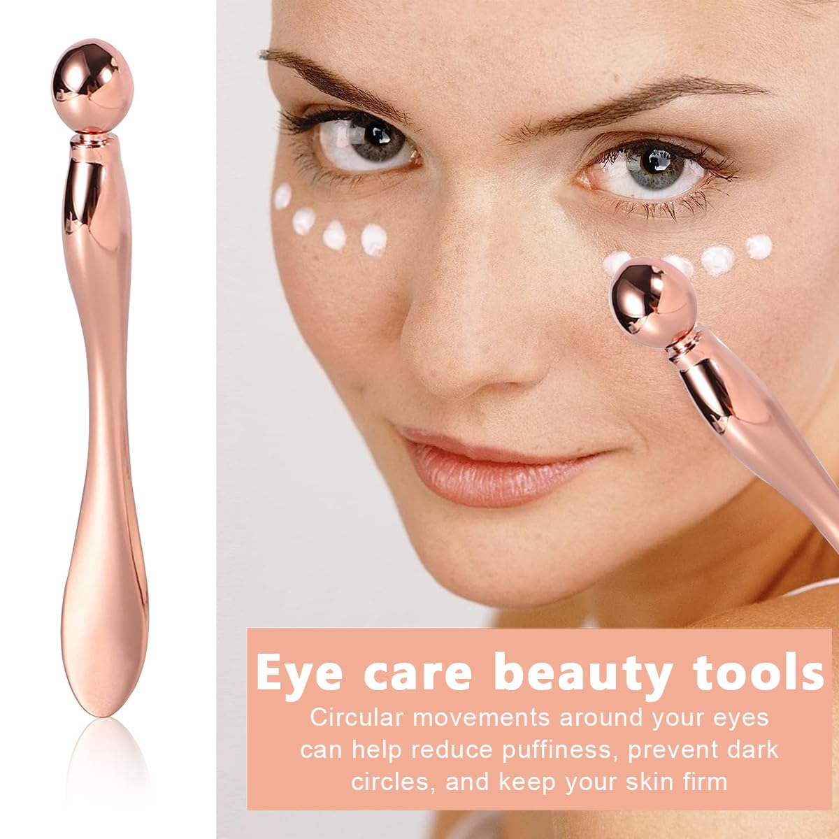 MAYCREATE Set of 2 Eye Cream Applicator Eye Roller Metal Eye Rollers Stick Facial Massage Roller Set Smooth Wrinkle Lifting Eye Corners Relieve Puffiness Eye Care Tool Beauty Tool Gift for Women