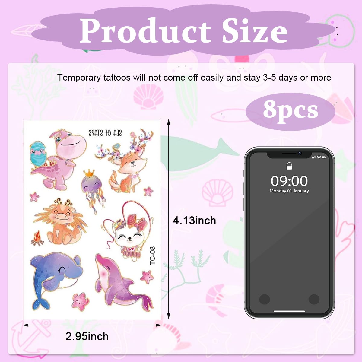 MAYCREATE Temporary Tattoo for Women Girls, Glitter Fake Tattoos Stickers for Face Arm Body, Adult Kids Freckle Tattoo Art for Rave Party Halloween (Cartoon Animal)