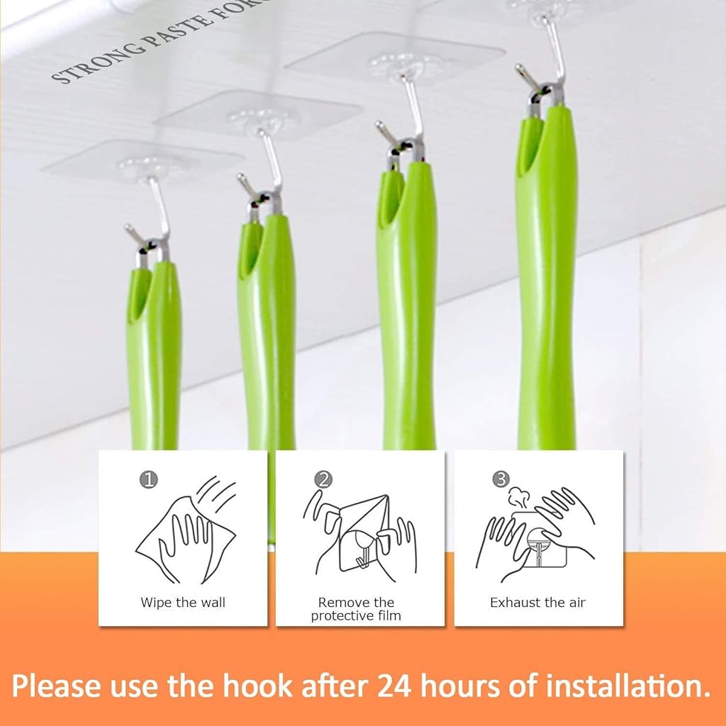 HASTHIP® 20Pcs Hooks for Wall Without Drilling, Waterproof Stick on Adhesive Stronger Plastic Wall Hooks for Hanging Strong, Wall hangings, Kitchen Accessories Items, Clothes Hanging