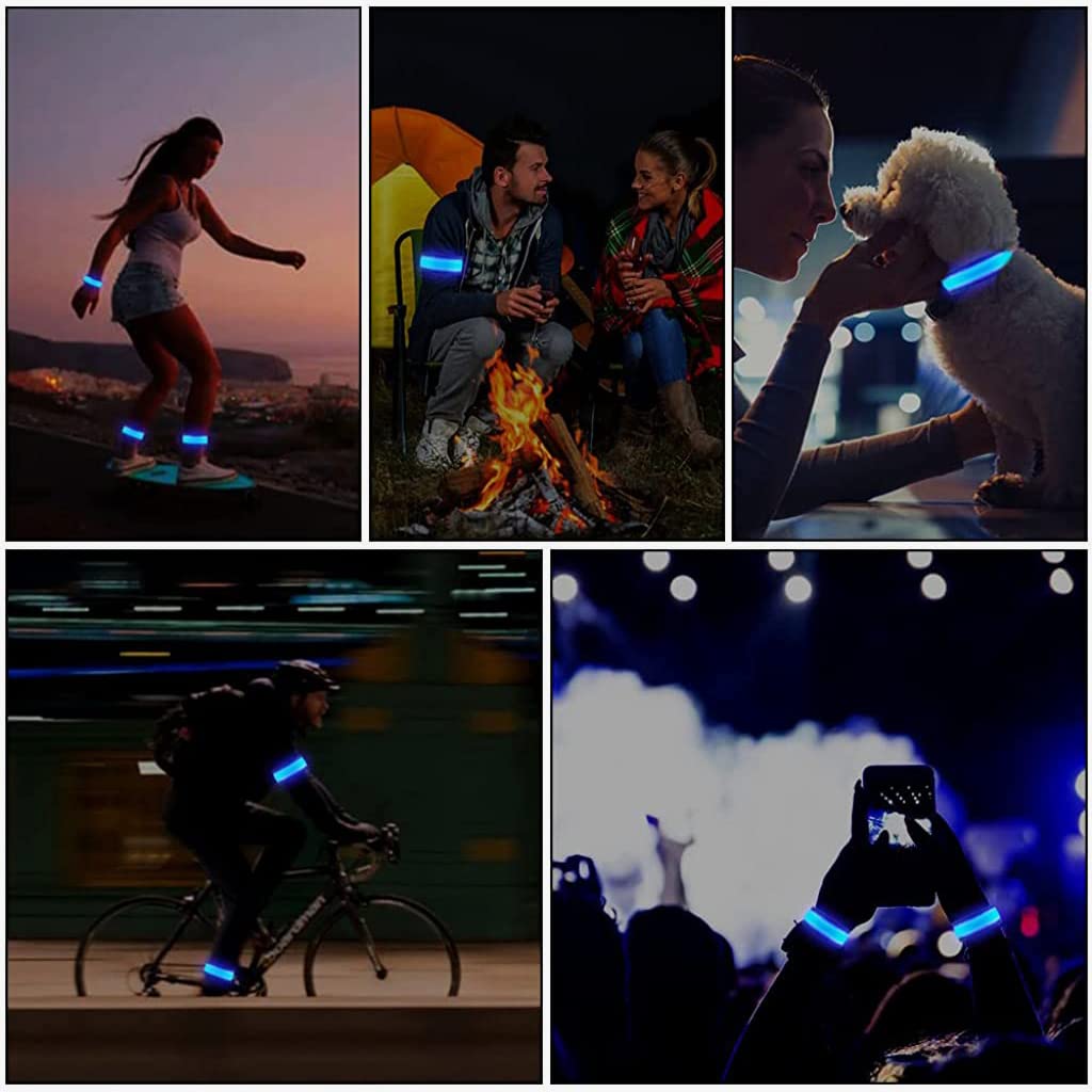 Optifit 2PCS LED Glowing Arm Band for Cycling, Walking, Jogging, Outdoor Activities Night Warning, Adjustable Glowing Arm Ankle Bands, Perfect for Runners, Walkers, Cyclists and Bike Pant Leg