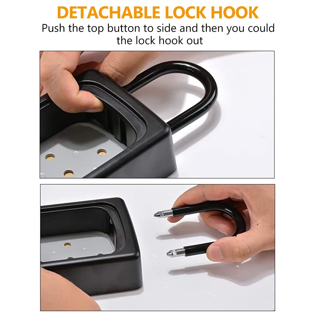 HASTHIP Metal Key Safe Combination Storage Box Wall Mounted, Waterproof Lock Box for House Key, 5 Key Capacity, Weatherproof Resettable Code House Key Safe Lock Box for Indoor, Outdoor (Black)