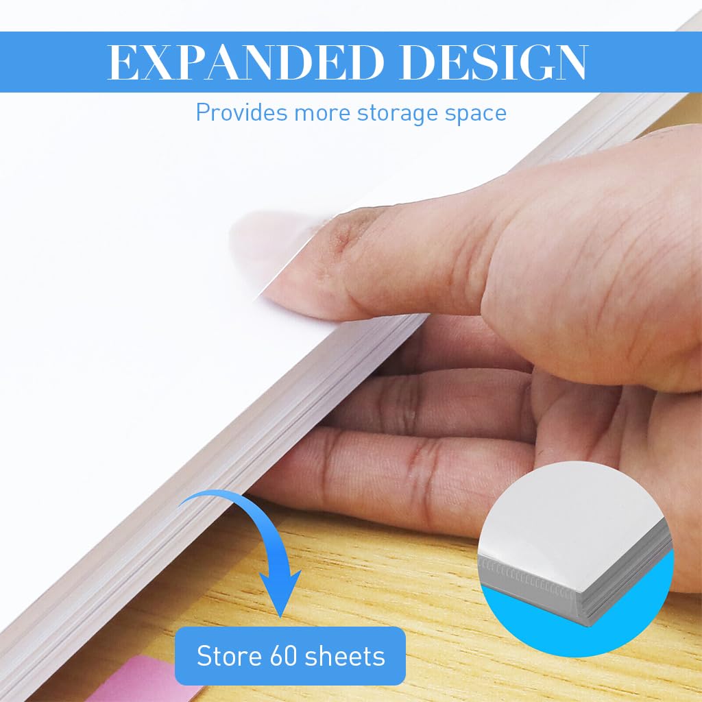HASTHIP 10Pcs File Holder Filer Folder Organizer 12 Inches Square File Holder File Storage Bags with 40 Colorful Index Stickers Transparent Plastic Holder for Scrapbook Paper Cardstock Vinyl Paper