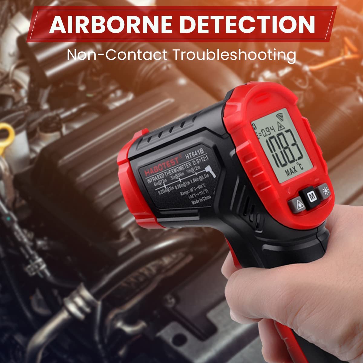 Serplex Infrared Thermometer Temperature Sensor Digital Temperature Gun-50°C to 400°C(-58°F to 752°F), with LCD Display and Temperature Warning, for Cooking, Home Repairs, Industrial Use.