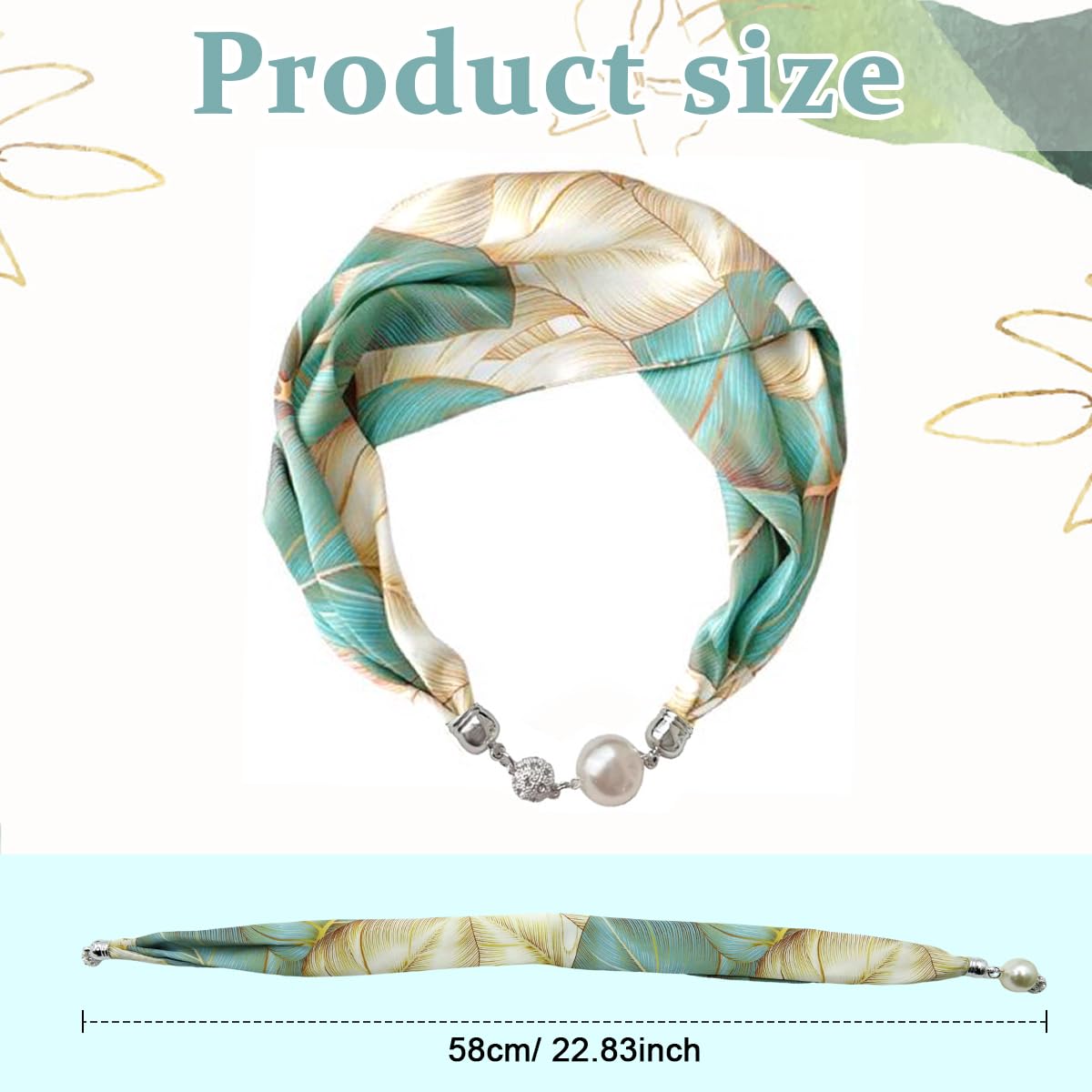 PALAY Neck Scarf for Women Stylish Satin Silk-feel Head Scarf Fashion Print Neckerchief Necktie Scarf with Magnet Buckle