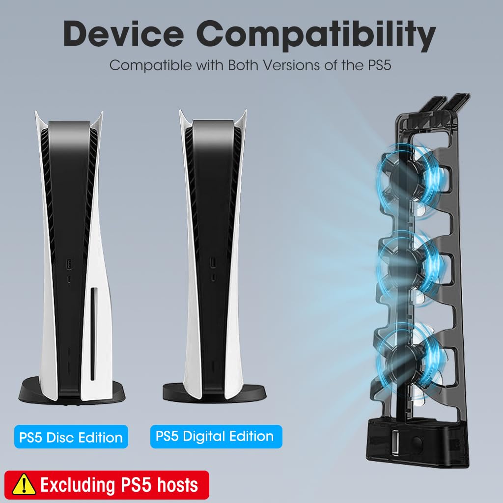 ZORBES PS5 Cooling Fan with LED PS5 Cooling Fan with 3 Mini Fans Efficient Cooling System DIY PS5 Modification PS5 Accessories Universal USB PS5 Cooling Fan for Disc and Digital Editions