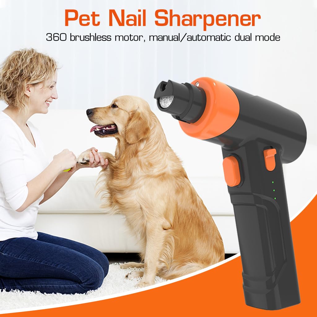 Qpets Dog Nail Grinder Cat Nail Cutter, Low Noise Electric Dog Nail Trimmer with LED Light & 3 Grinding Speeds, Pet Grooming Nail Grinder Rechargeable Nail Cutter for Cat Dog